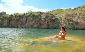 Cali Nude in the Lagoon