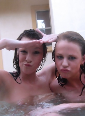 Chasen and Kayden hot tub