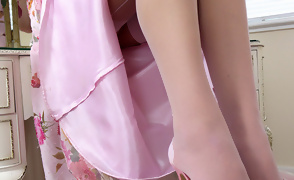 Elle Richie Taking Off Her Floral Dress