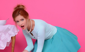 Sexy Redhead Maid Cleaning Topless