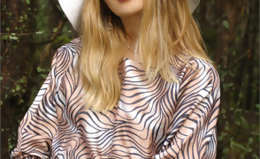 Lilya Lifting Her Dress in the Forest