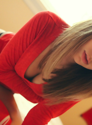 Aspen Martin in a Red Shirt